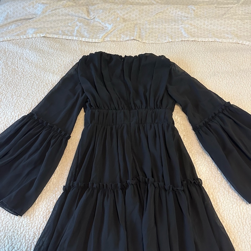 Elegant Black Long Sleeve Dress XS